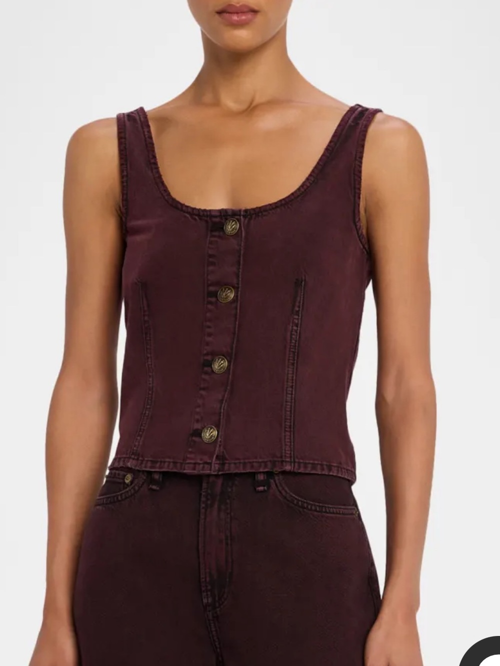 NWT rag & bone Wine Poppy Button-Front Denim Tank Top sz 0